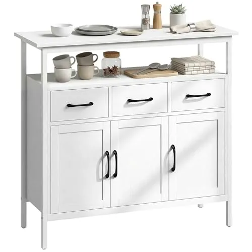 HOMCOM Sideboard Kommode mit 3 Schubladen und 3 Türen in Weiß