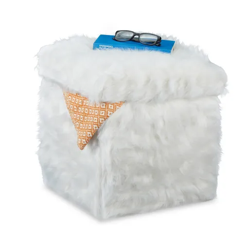 Sitzwürfel Plüschhocker – Falthocker mit 300 kg Tragkraft - Hocker & Barhocker, vielseitig einsetzbar mit Hygge Stil und einem Gewicht von nur 2,7 kg – ideal für jedes Zimmer!