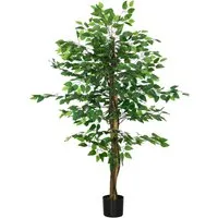 HOMCOM Künstliche Pflanze Ficusbaum 150 cm - Künstliche Pflanzen: Naturgetreuer Ficusbaum mit 882 Blättern, ideal für Innen- und Außenbereiche, pflegeleicht und langlebig.