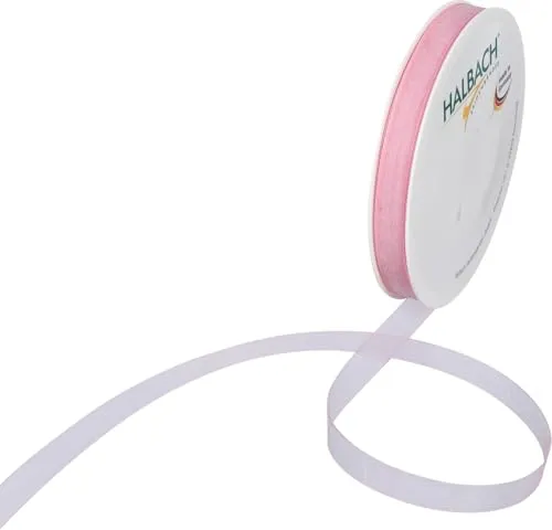 HALBACH Organzaband Pastell 10mm Schleifenband 1cm Webkante 10m Ganzjährig aus 60% Polyamid und 40% Polyester Rosa