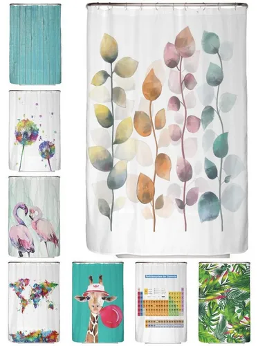 Arteneur Duschvorhang 120 cm - Anti-Schimmel & Waschbar - Duschvorhang in Breite 120 cm, anti-schimmel beschichtet und waschbar bis 40°C. Ideal für ein hygienisches Badezimmer mit buntem Blätter-Motiv.