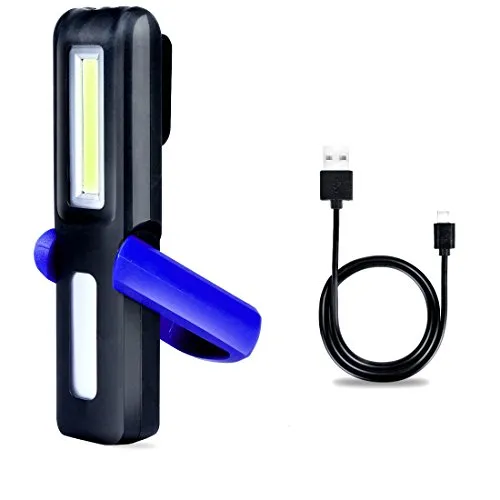 LED Arbeitsleuchte Taschenlampe Werkstattlampe Handlampe Magnet COB Inspektionsleuchten Work Light Werkstatt Worklight Werkstattlampe Magnettaschenlampen Wiederaufladbare mit Haken zum Aufhängen Blau