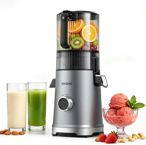 YASHE 600W Slow Juicer mit 150mm Einfüllschacht aus Edelstahl