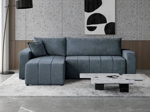 Beautysofa Ecksofa MORI mit Schlaffunktion in blau von Beautysofa