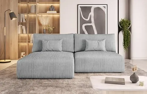 Moderno Ecksofa mit Schlaffunktion MODULO - Sofa mit 3 Sitzen und Robusten Überzug - Schlafcouch L-Form - Modern Couch - 210x152x80 cm - Grau