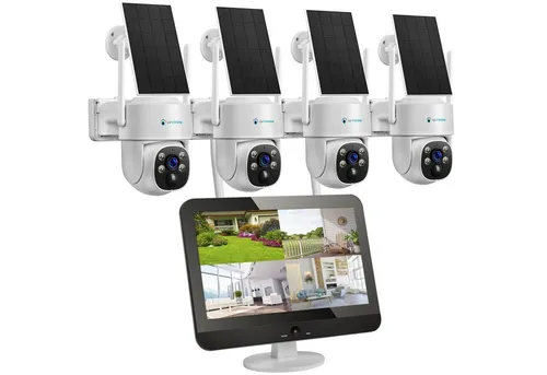 LUVISION Dual WLAN PTZ Überwachungssystem - Überwachungskameras mit 4MP Auflösung und schwenkbaren Funktionen, ideal für Innen- und Außenbereiche, ausgestattet mit Solar-Panels und smarten Nachtsicht-Funktionen.