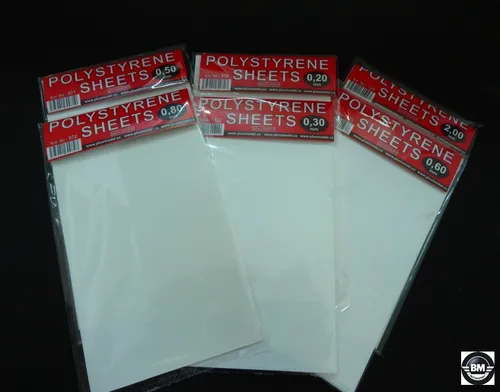 Plus Model Polystyrene Sheets 190 x 110 x 1,2 mm 2 Stück Kunststoff Platte 074