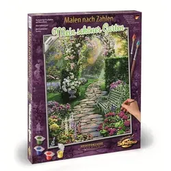 Schipper Malen nach Zahlen - Mein schöner Garten 40x50 cm - Schreibutensilien - Vollständiges Set mit Acrylfarben, Pinsel und Anleitung für kreative Erwachsene, die ohne Vorkenntnisse ein beeindruckendes Kunstwerk schaffen möchten.
