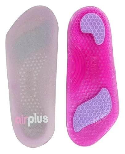 AirPlus Gel Orthopädische Einlegesohlen 3/4 Länge für Damen, Leicht und Atmungsaktiv, Komfortunterstützung, Dämpfung für Ferse, Fußgewölbe und Ball, Rosa, EU Größe 36.5-43