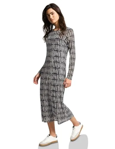 Street One Studio Damen Gemustertes Mesh-Kleid - Freizeitkleid für Damen mit grafischem Muster und Rundhalsausschnitt, ideal für lässige Anlässe und bequem durch den Materialmix.
