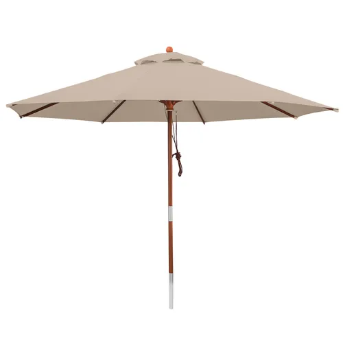 anndora® Sonnenschirm 3 m Dark Natural – Wasserabweisend mit Winddach - Robuster Gartenschirm mit 3 m Durchmesser, wasserabweisend und hitzebeständig. Ideal für entspannte Stunden im Freien. Der zweiteilige Holzstamm sorgt für Stabilität.