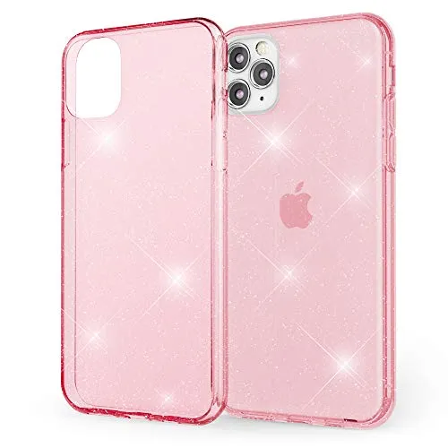 NALIA Glitzerhülle für iPhone 11 Pro - Funkelndes Silikon Case - DAZZLIN (Transparent & Stoßfest) - Marke aus Berlin, Farbe:Pink