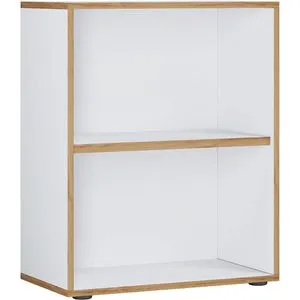 VCM Holzregal stehend – Elegantes Büroregal Salia - Platzsparendes Bücherregal für 14 Ordner, Maße ca. H. 74 x B. 60 x T. 33 cm, ideal für kleine Büros und kombinierbar mit weiteren Möbeln der Serie VCM Salia.