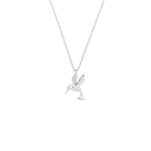 Amor Kette mit Kolibri Anhänger aus 925 Sterling Silber - Damen Halsschmuck in 42+3 cm verstellbar, kommt in einer eleganten Geschenkbox – perfekt für besondere Anlässe wie Geburtstage oder Valentinstag.
