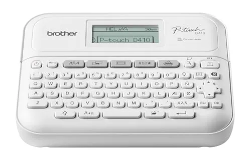 Brother PT-D410 Vielseitiger Desktop-Etikettendrucker, P-Touch Desktop-Etikettierer, QWERTY-Tastatur, sehr langlebige Etiketten bis zu 18 mm Breite, UK-Stecker