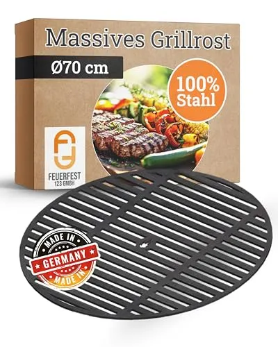 Feuerfest 123 Grillrost rund Ø 70cm – Hochwertiges Grillgitter aus massivem Stahl