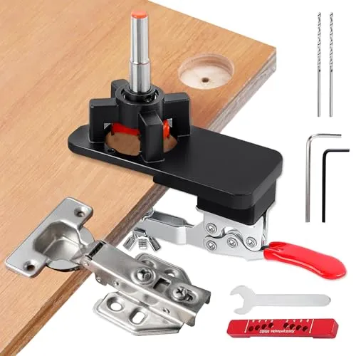 mm Scharnier Bohrschablone, Bohrschablone Topfscharnier, Verdecktes Scharnier Jig 3-6mm Verstellbarer Kante Mit Doppelspanner Und Vorgebohrten Löchern Für Holzmöbel Türschränke 35