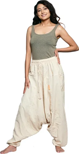 Haremshose Pumphose Aladinhose Pluderhose Yoga Goa Sarouel Baggy Freizeithose Singharaja Damen, Beige