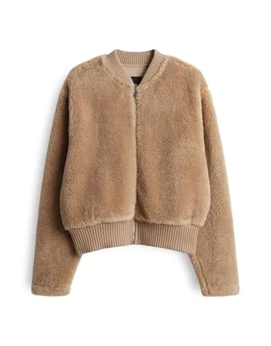 someday Damen Sweatjacke | UFURRY Regular Blousonjacke mit Teddyfell Pale Greige Melange, 40