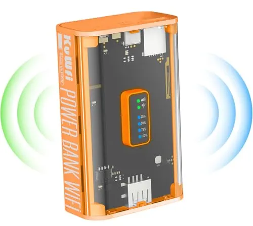 KuWFi Mobiler 4G LTE WLAN Router (4G/LTE bis zu 150Mbit/s Download/ 50Mbit/s Upload,Tragbarer Hotspot, 5200mAh Akku, kompatibel mit Allen europäischen SIM Karten),Plug & Play, für Reisen & Haushalt