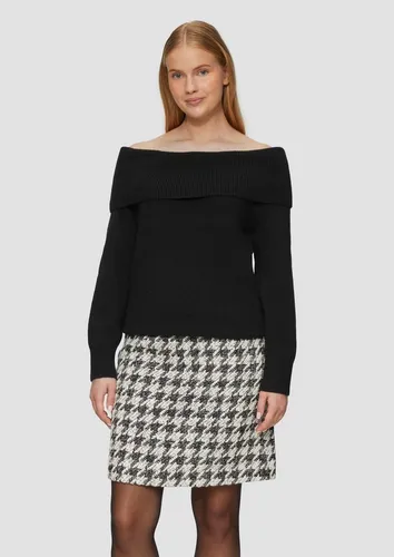 s.Oliver Longpullover Strickpullover Off-Shoulder Strickpullover mit Rippbündchen