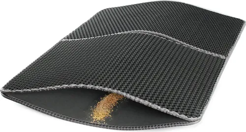 Fudajo Katzenstreu Matte faltbar 75 x 55 cm, Katzenklo Matte wasserdicht, Katzenstreu Auffangmatte mit 2 Schichten, Matte für Katzenklo im Wabendesign