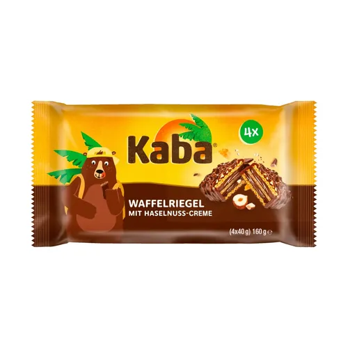 Kaba Waffelriegel mit Haselnussmilchcreme 4x40g knusprige Waffeln 160g