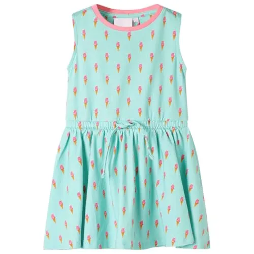 vidaXL Kinderkleid mit Kordelzug Eiscreme Ärmellos Kinder Kleid Helles Minzgrün 104