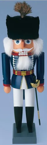 KWO Olbernhau Nussknacker Britischer Husar, 26 cm - Weihnachtliche Nussknackerfigur aus hochwertigem Holz, handgefertigt mit traditioneller Erzgebirgischer Kunstfertigkeit.