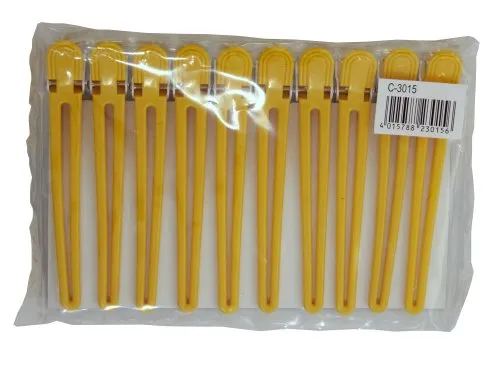 Fripac-Medis Haarclips Combi-Clips (Abteilklammern), Haarklammern zum Festklemmen und Abteilen einzelner Haarpartien, 10 Stück à 9,5 cm, gelb