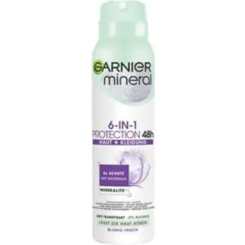 L'Oréal Garnier Mineral Deo-Spray Women Protection 5 - 150ml - Deodorant für Frauen mit 48 Stunden Schutz, dermatologisch getestet und für empfindliche Haut geeignet.