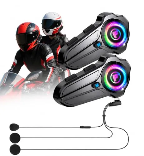 F10Pro Motorrad Headset, Intercom Motorrad für 2 Fahrer bis 1000M, Bluetooth 5.3, Universelle Kopplung, Musik-Sharing, CVC&DSP Geräuschunterdrückung, Helm Headset IP67 mit Freisprecheinrichtung, 2pcs