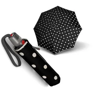 Knirps Regenschirm T.200 Medium Duomatic, dot art black - Regenschirm, sturmfest und windkanalgetestet bis 150 km/h, mit praktischer Auf-Zu-Automatik und kompaktem Design für die Tasche.