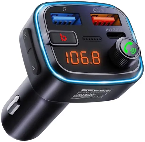 auvisio Autoradio: Kfz-Bluetooth-FM-Transmitter, 12/24 V, Display, PD, 45W, Freisprecher (Audio Transmitter mit Bluetooth, Freisprech-Kfz-Adapter Wireless)