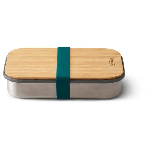 Stainless Steel Sandwich Box 1,25 Liter - Robust & Multifunktional - Outdoor Geschirr, hochwertige Edelstahl-Proviantdose mit antibakteriellem Bambusdeckel, der auch als Schneidebrett dient. Ideal für Brötchen und Obst, mit mikrowellentauglichem Silikonbehälter.