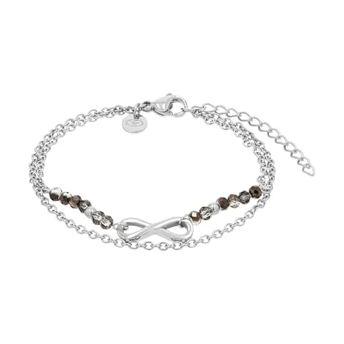 Tom Tailor Damen Armband Edelstahl mit Glas, 16+4 cm, schwarz