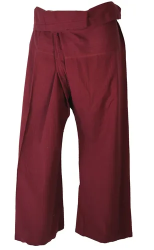 Thai Fischerhose aus fester Baumwolle - Unisex Wickelhose - Hosen im Ethno Style aus 100% Baumwolle, ideal für ganzjährige Nutzung. Fair gehandelt aus Nepal, mit Bindegürtel für perfekten Sitz.