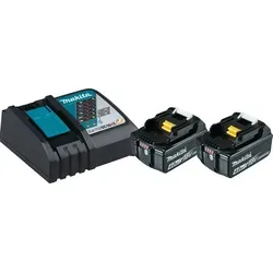 Makita Werkzeugakku Power Source Kit 197490-7, 18V/4,0Ah - Zubehör für Elektrowerkzeug: Enthält 2 leistungsstarke Akkus und ein Schnellladegerät, ideal für alle 18V Makita Geräte mit gelber Kontaktplatte.