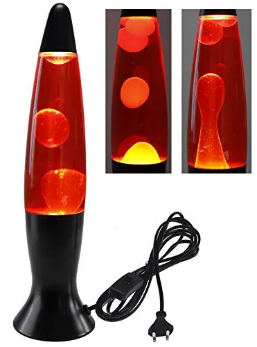 ChiliTec Lavalampe 40cm 1,5m Kabel mit Schalter 230V inkl. Leuchtmittel Dekoleuchte Einschlafhilfe Schwarz Gelb Rot