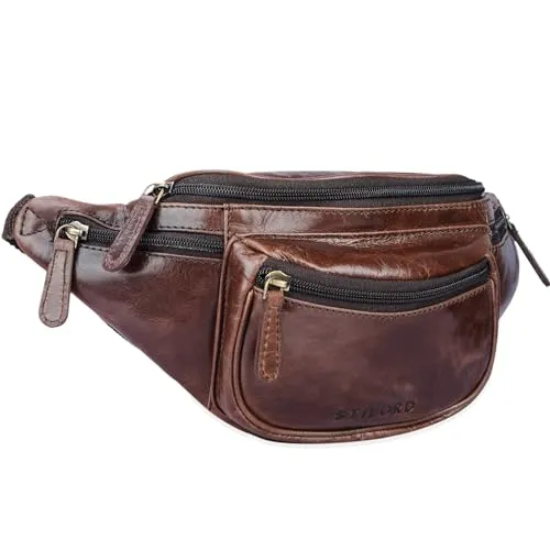 STILORD 'Eliah' Vintage Gürteltasche aus Leder - Unisex Bauchtasche für Reisen - Mode-Hüfttaschen | Echtleder Bauchtasche im Vintage-Design, ideal für Reisen, Festivals und Outdoor-Aktivitäten. Praktische Fächer für Handy und Tablet bis 7 Zoll, verstellbarer Tragegurt für optimalen Komfort.