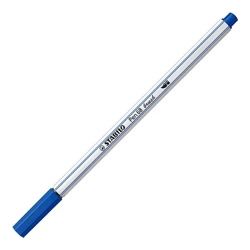STABILO Pen 68 brush - Premium-Filzstift mit Pinselspitze, ultramarinblau, für kreative Techniken und variable Strichstärken