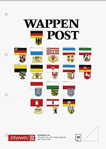 Brunnen 1052746 Briefblock / Schreibblock / Wappen-Post-Block (A4, blanko, 50 Blatt, 70 g/m², 4-fach gelocht)