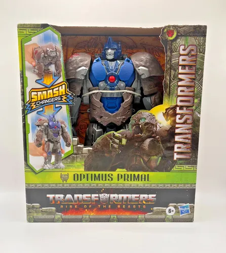 Transformers Smash Changer Optimus Primal Figur 22,5 cm - Actionfigur für Kinder, verwandelt sich durch Stampfen in 3 Schritten von einem Roboter in einen Gorilla - für aufregenden Spielspaß!