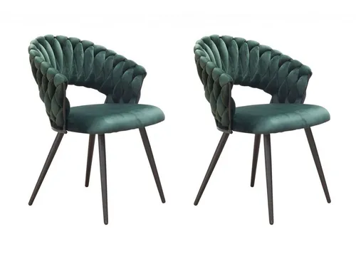 LC Home Esszimmerstuhl »Nancy« in Flechtoptik mit Samtbezug in grün von LC Home