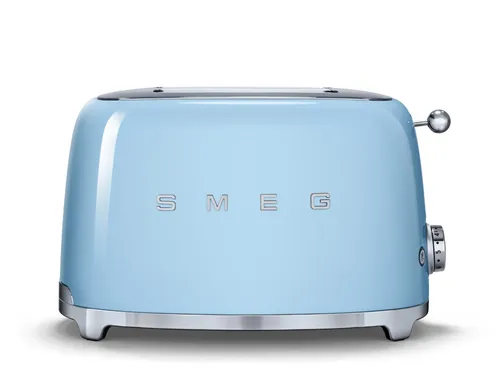 Smeg TSF01PBEU Toaster hellblau - Retro-Design mit 6 Bräunungsstufen, ideal für perfektes Frühstück und vielfältige Toastoptionen