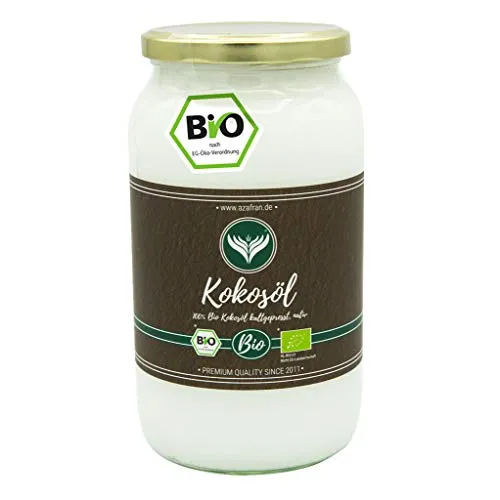 Azafran BIO Kokosöl Kokosnussöl nativ kaltgepresst im Glas 1L