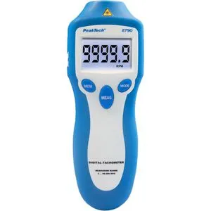 PEAKTECH 2790 - Digitaler Drehzahlmesser mit Laser - Präziser Drehzahlmesser für kontaktlose Messungen, hohe Auflösung und integrierte Speicherfunktion. Ideal für professionelle Anwendungen.