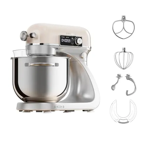 dreame MX60 Küchenmaschine Standmixer Patentierter Doppelknethaken und ein lautloser 800-W-DC-Motor treiben die 6-L-Schüssel an. Intelligentes digitales Display, 12 Geschwindigkeiten