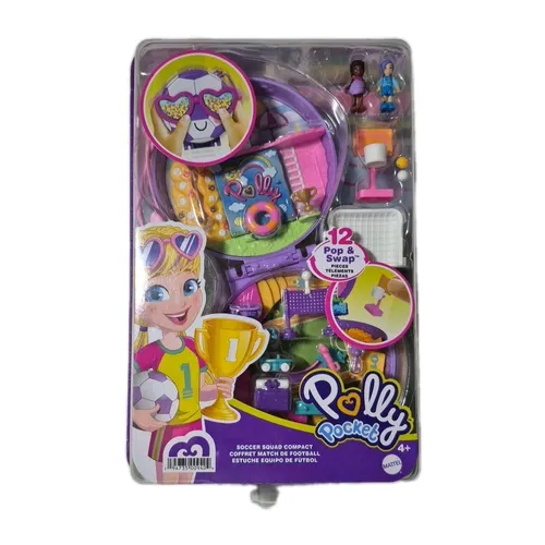 Mattel HCG14 Polly Pocket Fußball Schatulle, Spiel-Set 2 Figuren + Zubehör NEU!