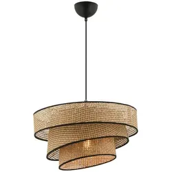 P & B Hängeleuchte Schwarz-Beige, 72 cm - Moderne Hängeleuchte aus Metall und Textil, ideal für Esstische. Schafft Atmosphäre mit ihrem stilvollen Design und ist für E27-Leuchtmittel geeignet. Perfekt für Ihr Zuhause!